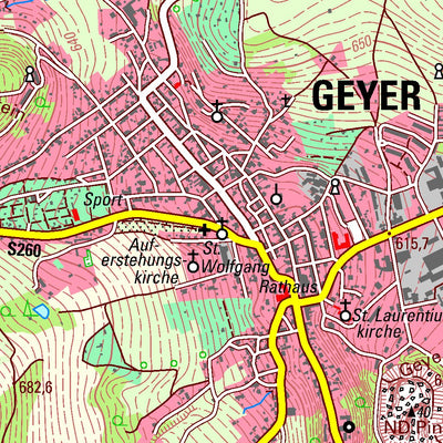 Staatsbetrieb Geobasisinformation und Vermessung Sachsen Elterlein, Elterlein, Stadt (1:25,000 scale) digital map