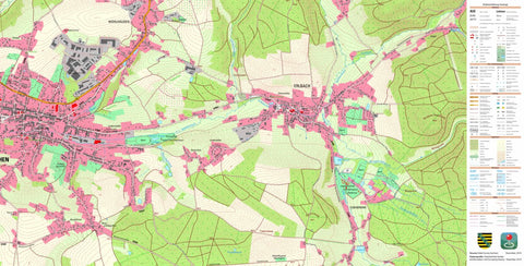 Staatsbetrieb Geobasisinformation und Vermessung Sachsen Erlbach, Markneukirchen, Stadt (1:10,000 scale) digital map