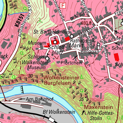 Staatsbetrieb Geobasisinformation und Vermessung Sachsen Gehringswalde, Wolkenstein, Stadt (1:10,000 scale) digital map