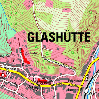 Staatsbetrieb Geobasisinformation und Vermessung Sachsen Glashütte, Glashütte, Stadt (1:10,000 scale) digital map