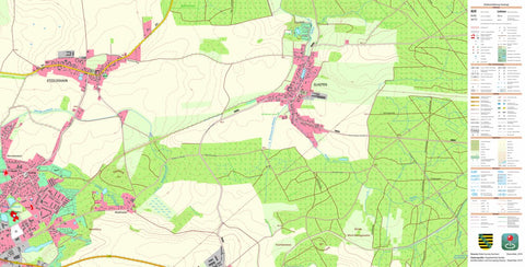 Staatsbetrieb Geobasisinformation und Vermessung Sachsen Glasten, Bad Lausick, Stadt (1:10,000 scale) digital map
