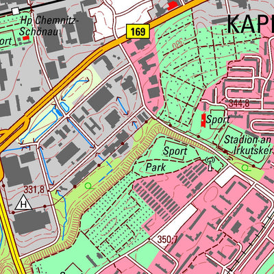 Staatsbetrieb Geobasisinformation und Vermessung Sachsen Grüna, Chemnitz, Stadt (1:25,000 scale) digital map