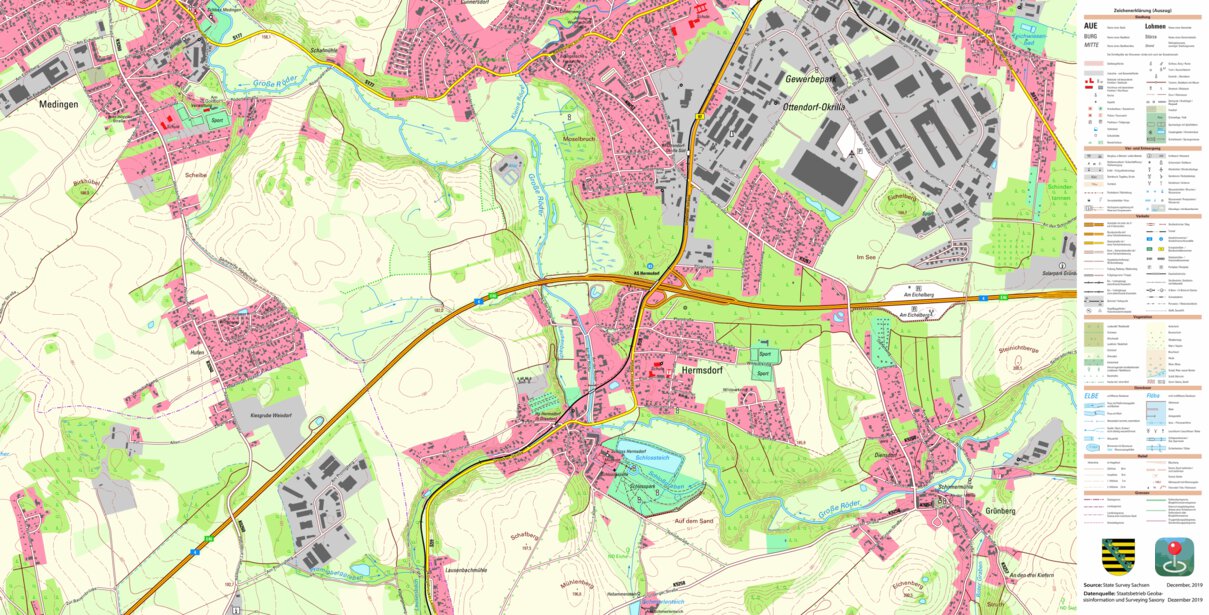 Hermsdorf, OttendorfOkrilla (110,000 scale) Map by