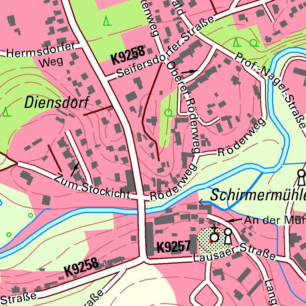 Hermsdorf, OttendorfOkrilla (110,000 scale) Map by