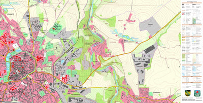 Staatsbetrieb Geobasisinformation und Vermessung Sachsen Himmelfahrter Revier, Freiberg, Stadt, Universitätsstadt (1:10,000 scale) digital map