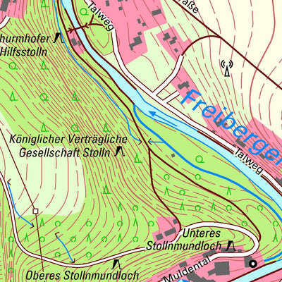 Staatsbetrieb Geobasisinformation und Vermessung Sachsen Himmelfahrter Revier, Freiberg, Stadt, Universitätsstadt (1:10,000 scale) digital map