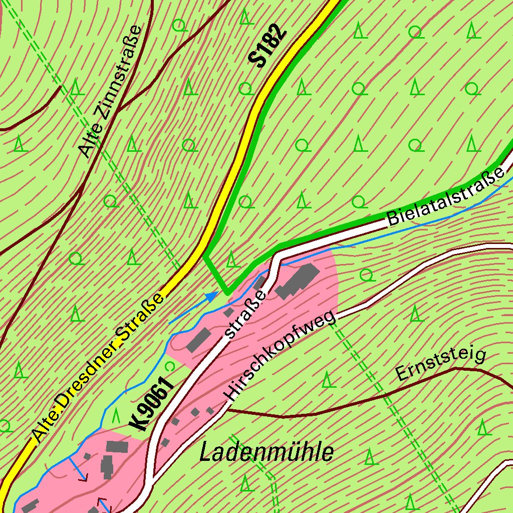 Hirschsprung, Altenberg, Stadt (1:10,000 scale) Map by Staatsbetrieb ...