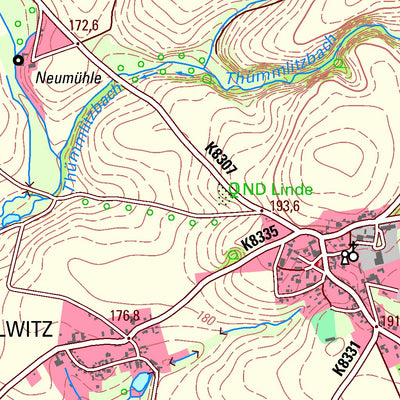 Staatsbetrieb Geobasisinformation und Vermessung Sachsen Keiselwitz, Grimma, Stadt (1:25,000 scale) digital map