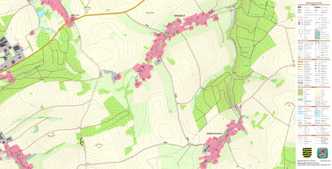 Staatsbetrieb Geobasisinformation und Vermessung Sachsen Kirchbach, Oederan, Stadt (1:10,000 scale) digital map