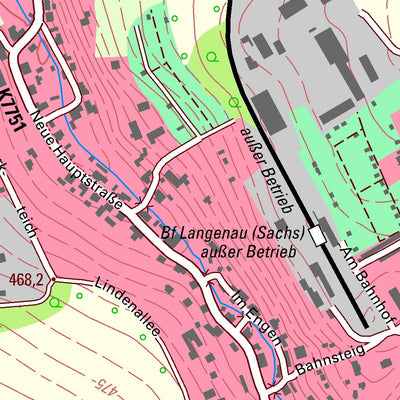 Staatsbetrieb Geobasisinformation und Vermessung Sachsen Langenau, Brand-Erbisdorf, Stadt (1:10,000 scale) digital map