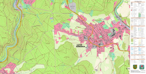 Staatsbetrieb Geobasisinformation und Vermessung Sachsen Lauter, Lauter-Bernsbach, Stadt (1:10,000 scale) digital map