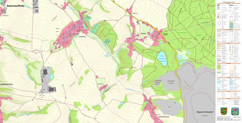 Staatsbetrieb Geobasisinformation und Vermessung Sachsen Lauterbach, Neukirchen/Pleiße (1:10,000 scale) digital map
