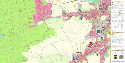Staatsbetrieb Geobasisinformation und Vermessung Sachsen Leubnitz, Werdau, Stadt 1 (1:10,000 scale) digital map