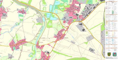 Staatsbetrieb Geobasisinformation und Vermessung Sachsen Löbschütz, Zwenkau, Stadt (1:10,000 scale) digital map