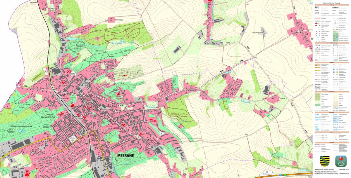 Meerane Map Meerane, Stadt, Meerane, Stadt (1:10,000 scale) Map by Staatsbetrieb ...