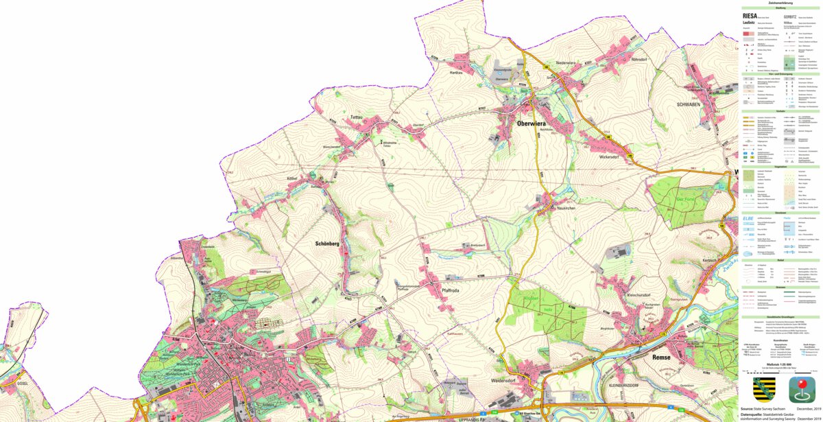 Meerane Map Meerane, Stadt, Meerane, Stadt (1:25,000 scale) Map by Staatsbetrieb ...