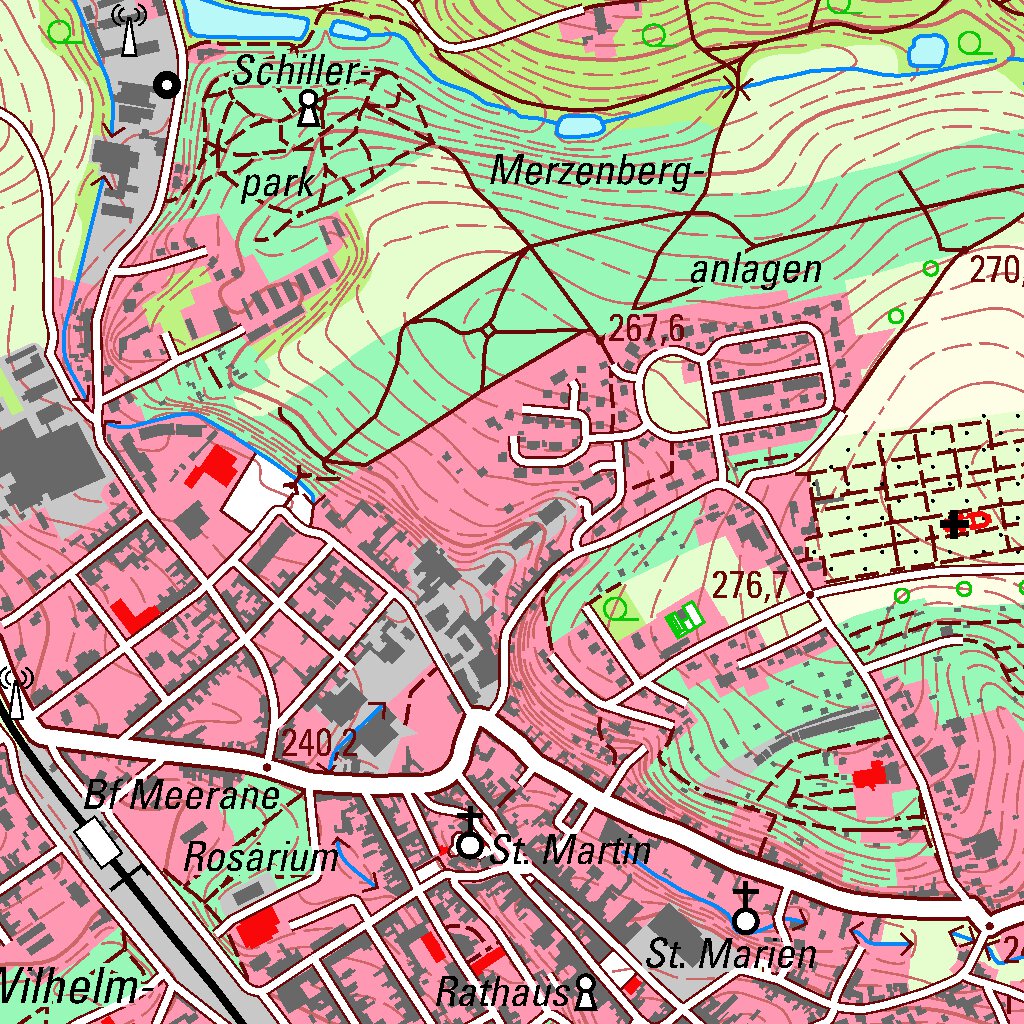 Meerane Map Meerane, Stadt, Meerane, Stadt (1:25,000 scale) Map by Staatsbetrieb ...