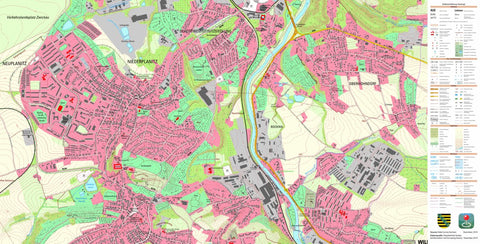 Staatsbetrieb Geobasisinformation und Vermessung Sachsen Niederplanitz, Zwickau, Stadt (1:10,000 scale) digital map