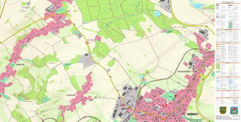 Staatsbetrieb Geobasisinformation und Vermessung Sachsen Niederzwönitz, Zwönitz, Stadt 1 (1:10,000 scale) digital map