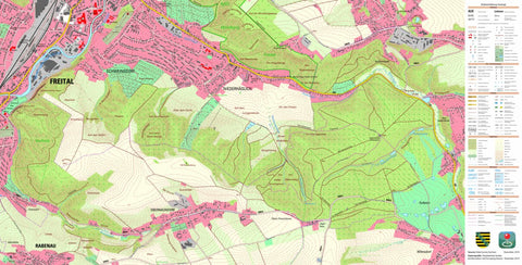 Staatsbetrieb Geobasisinformation und Vermessung Sachsen Obernaundorf, Rabenau, Stadt (1:10,000 scale) digital map