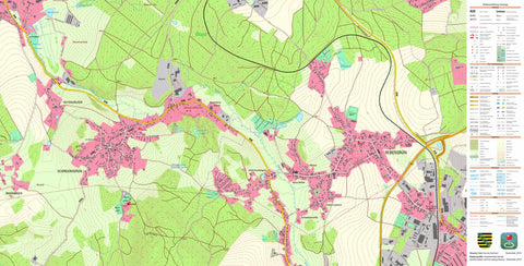 Staatsbetrieb Geobasisinformation und Vermessung Sachsen Rebesgrün, Auerbach/Vogtl., Stadt (1:10,000 scale) digital map