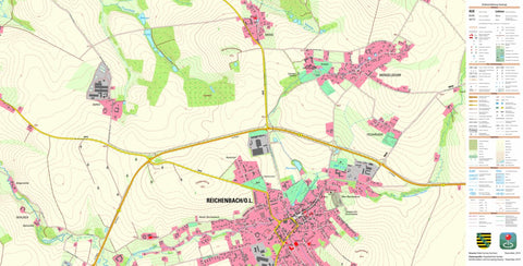 Staatsbetrieb Geobasisinformation und Vermessung Sachsen Reichenbach/O.L., Reichenbach/O.L., Stadt (1:10,000 scale) digital map