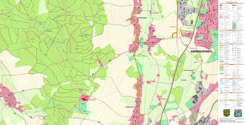Staatsbetrieb Geobasisinformation und Vermessung Sachsen Reumtengrün, Auerbach/Vogtl., Stadt (1:10,000 scale) digital map