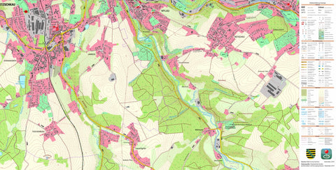 Staatsbetrieb Geobasisinformation und Vermessung Sachsen Rotschau, Reichenbach im Vogtland, Stadt (1:10,000 scale) digital map