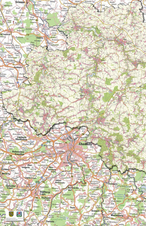Staatsbetrieb Geobasisinformation und Vermessung Sachsen Rural District of Mittelsachsen - West (1:50,000 scale) digital map