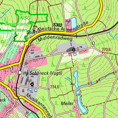 Staatsbetrieb Geobasisinformation und Vermessung Sachsen Schöneck/Vogtl., Schöneck/Vogtl., Stadt (1:25,000 scale) digital map