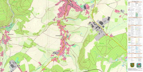 Staatsbetrieb Geobasisinformation und Vermessung Sachsen Schwarzbach, Elterlein, Stadt (1:10,000 scale) digital map