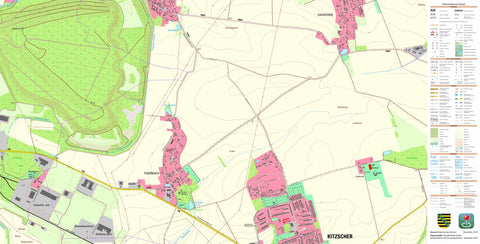 Staatsbetrieb Geobasisinformation und Vermessung Sachsen Thierbach, Kitzscher, Stadt (1:10,000 scale) digital map