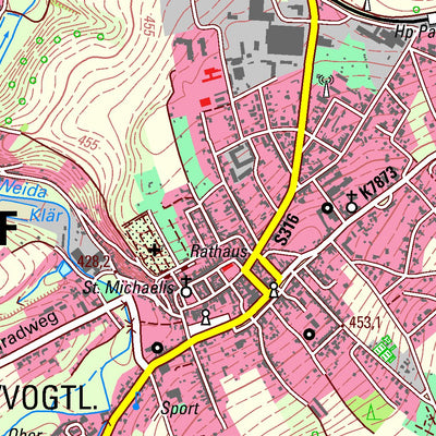 Staatsbetrieb Geobasisinformation und Vermessung Sachsen Thierbach, Pausa-Mühltroff, Stadt (1:25,000 scale) digital map
