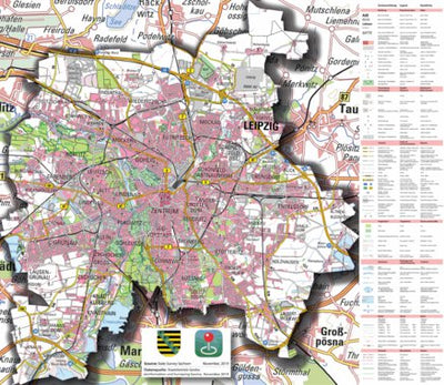 Staatsbetrieb Geobasisinformation und Vermessung Sachsen Urban District of Leipzig (1:100,000 scale) digital map