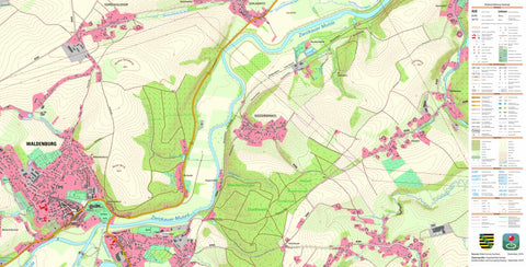 Staatsbetrieb Geobasisinformation und Vermessung Sachsen Waldenburg, Waldenburg, Stadt (1:10,000 scale) digital map