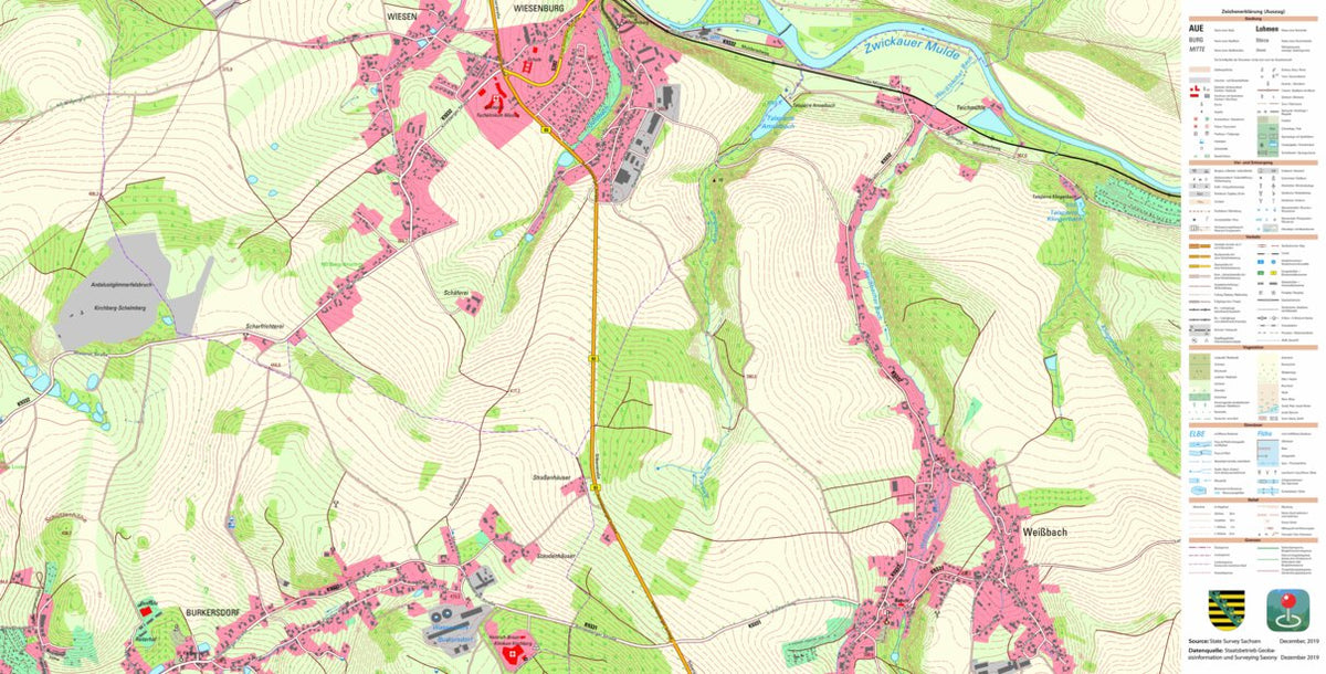 Weißbach, Langenweißbach (1:10,000 scale) Map by Staatsbetrieb ...