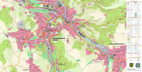 Staatsbetrieb Geobasisinformation und Vermessung Sachsen Wildenau/Brückenberg, Schwarzenberg/Erzgeb., Stadt (1:10,000 scale) digital map