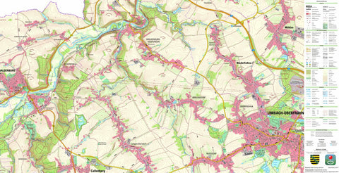 Staatsbetrieb Geobasisinformation und Vermessung Sachsen Wolkenburg-Kaufungen, Limbach-Oberfrohna, Stadt (1:25,000 scale) digital map