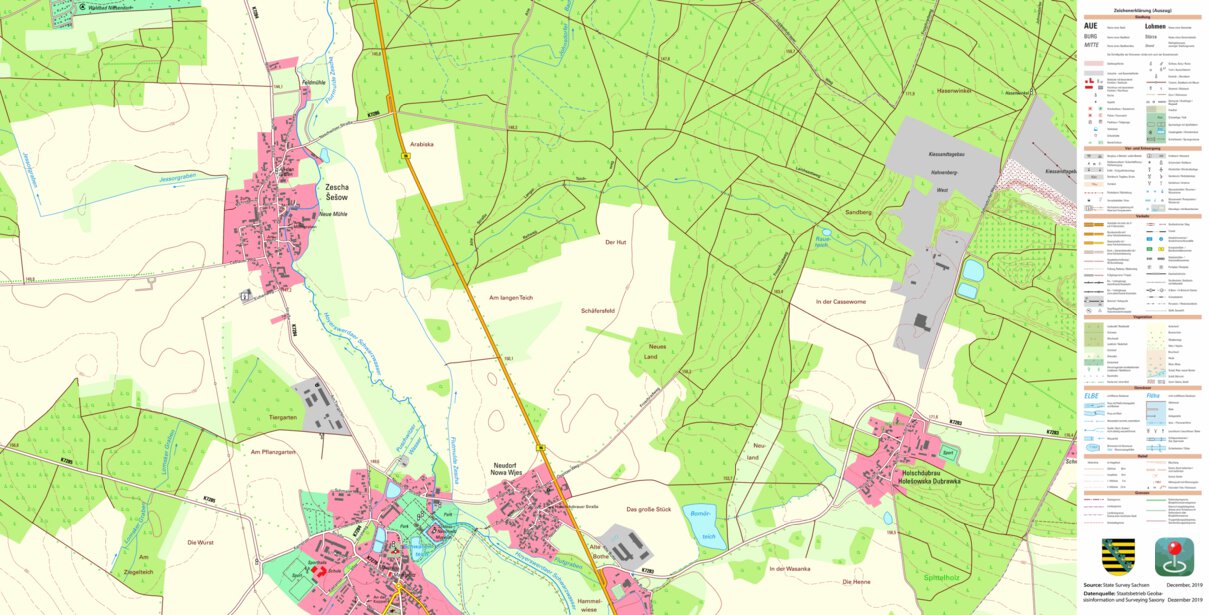 Zescha, Neschwitz (1:10,000 scale) Map by Staatsbetrieb ...