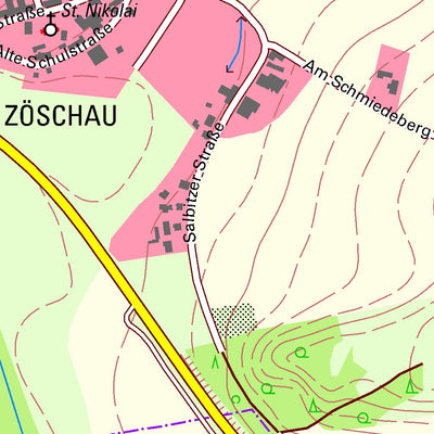 Staatsbetrieb Geobasisinformation und Vermessung Sachsen Zöschau, Oschatz, Stadt (1:10,000 scale) digital map