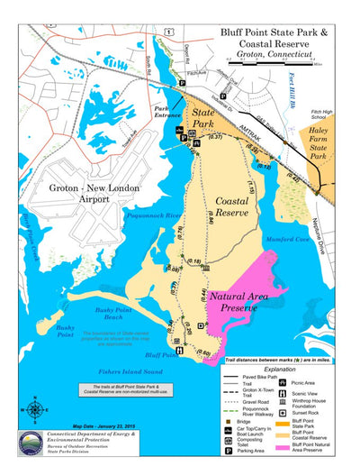 State of Connecticut DEEP Bluff Point State Park digital map