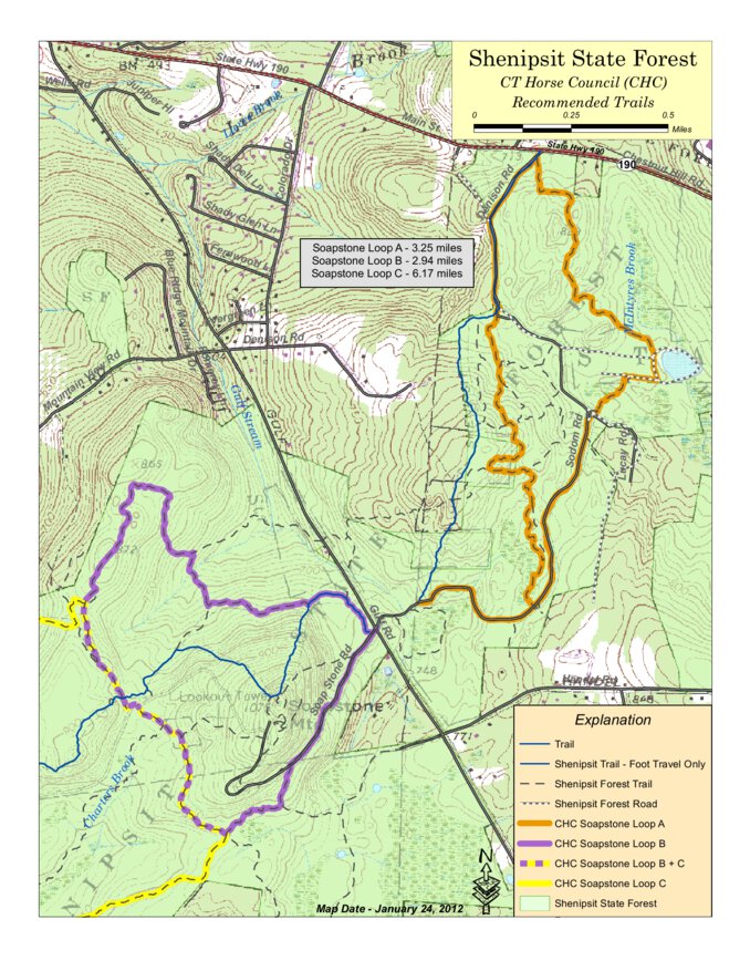Shenipsit State Forest - Loop A and B Map by State of Connecticut DEEP ...