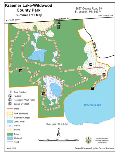 Stearns County, MN Kraemer Lake Wildwood County Park digital map
