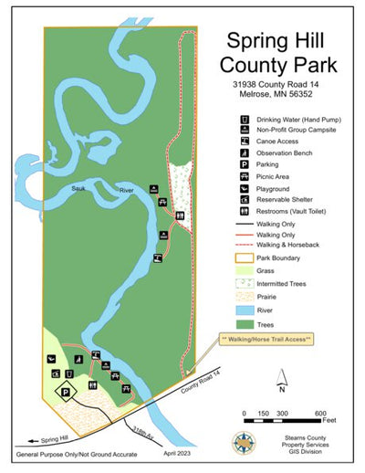 Stearns County, MN Spring Hill County Park digital map