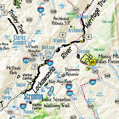 Steve Spindler Cartography Northeastern Pennsylvania (NEPA) Trails Map digital map