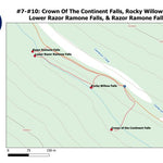 Stoked On Waterfalls 007-010 - Crown Of The Continent Falls, Rocky Willow Falls, L. Razor Ramone Falls, Razor Ramone Fall digital map