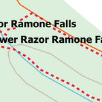 Stoked On Waterfalls 007-010 - Crown Of The Continent Falls, Rocky Willow Falls, L. Razor Ramone Falls, Razor Ramone Fall digital map