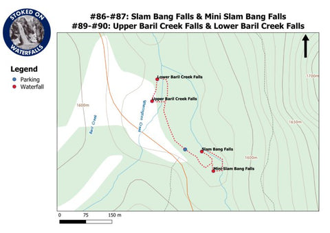 Stoked On Waterfalls 086-087 - Slam Bang Falls & M. Slam Bang Falls 089-090 - U. Baril Creek Falls & L. Baril Creek Falls digital map