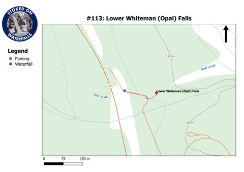 Stoked On Waterfalls 113 - Lower Whiteman (Opal) Falls digital map