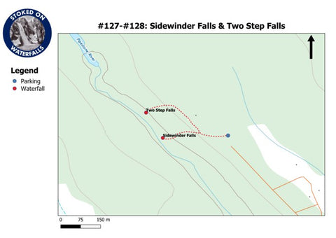 Stoked On Waterfalls 127-128 - Sidewinder Falls & Two Step Falls digital map